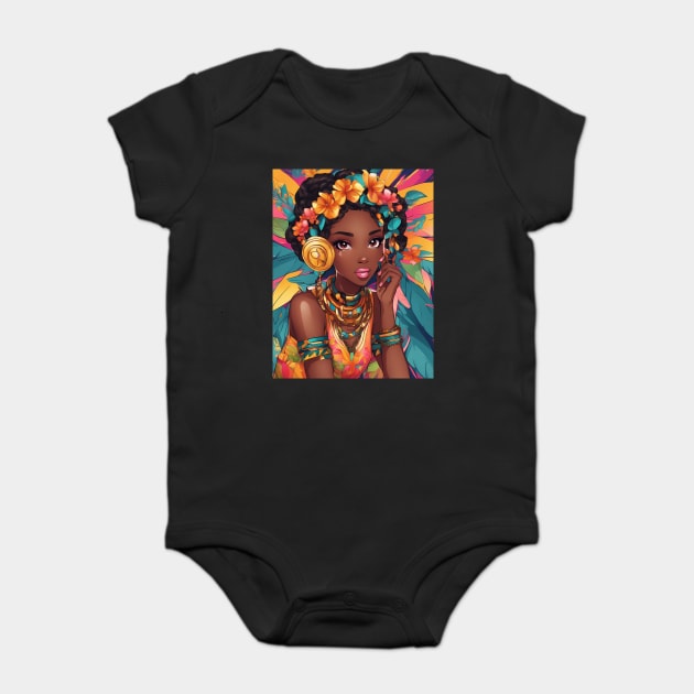 Most Beautiful Black African Girl Baby Bodysuit by animegirlnft